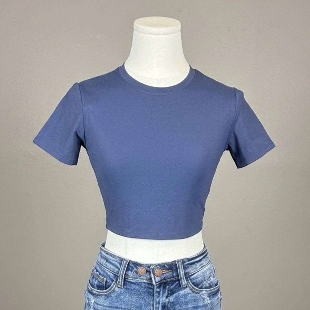 Active Cropped T-Shirt Navy Blue Size S Workout Gym Athleisure Tee Yoga